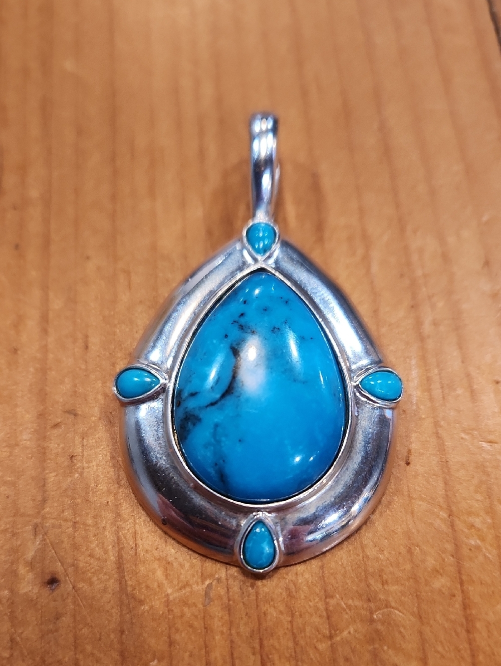 Carolyn Pollack Sterling Silver Turquoise Teardrop Pendant - Bright Blue
